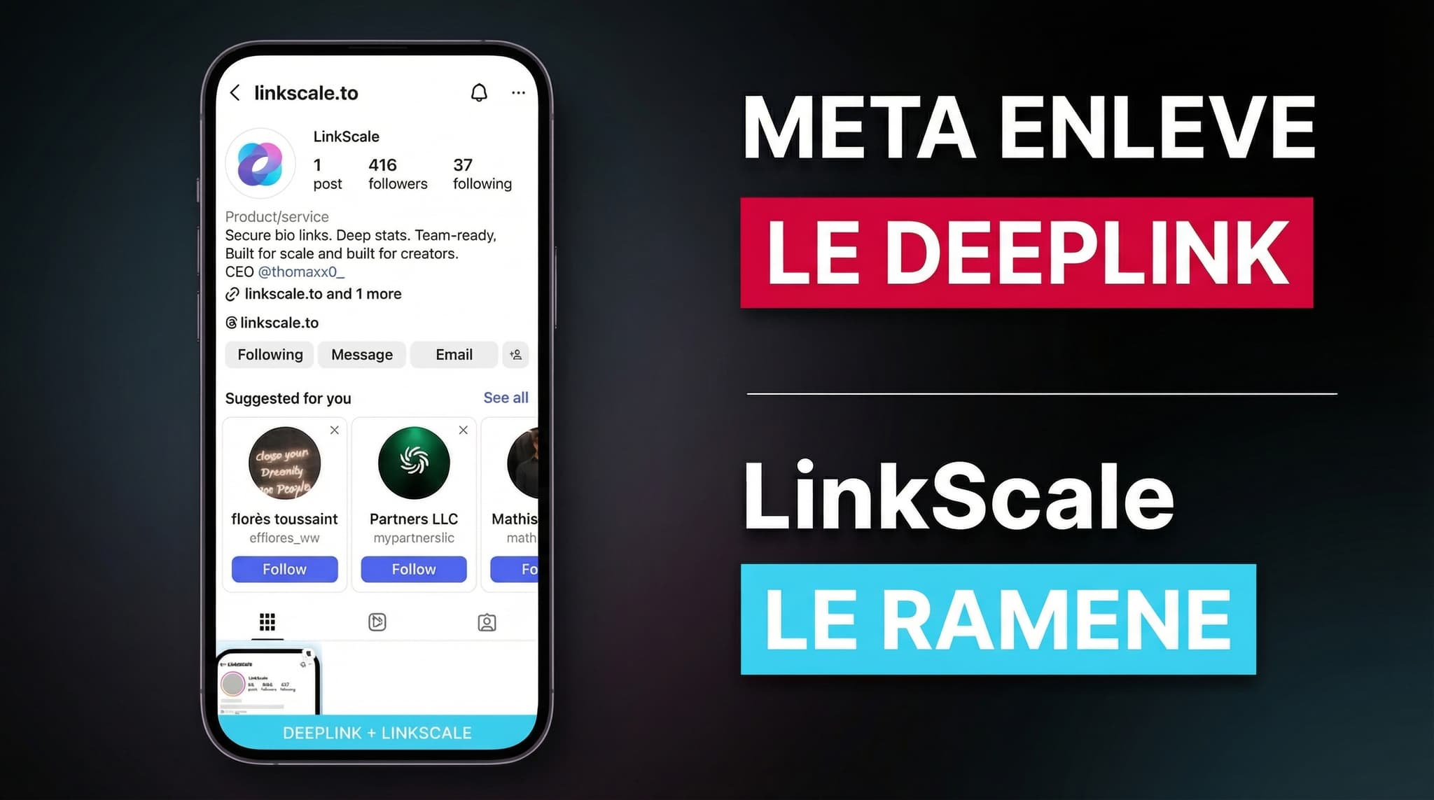 Le deeplink est de retour sur Instagram grâce à LinkScale