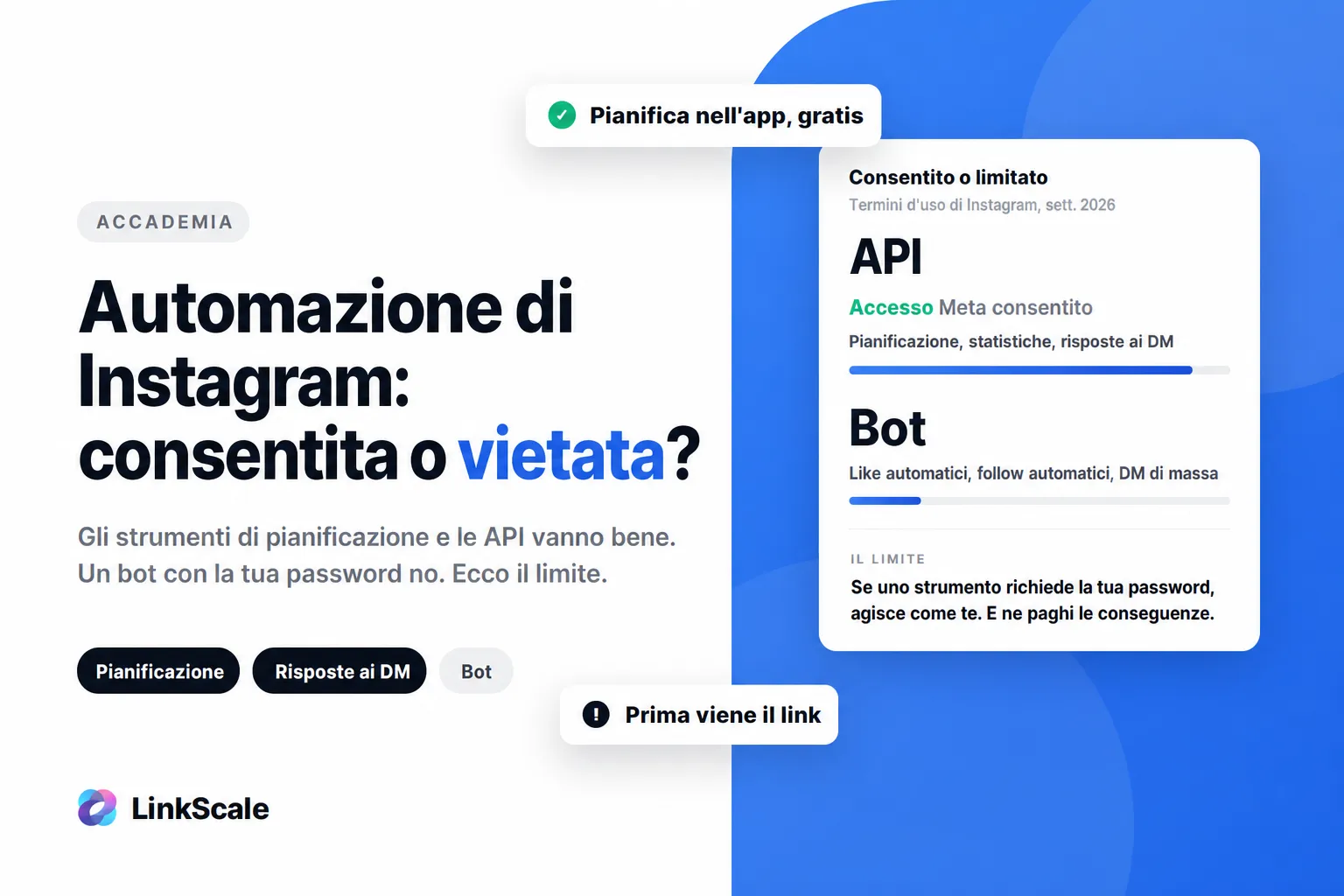 Automazione Instagram: cosa è consentito e cosa può farti bannare (2026)